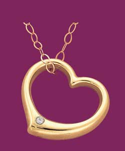 9ct gold Diamond Set Open Heart Slider