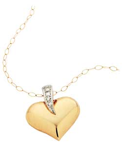 9ct gold Diamond Set Puff Heart Mum Pendant