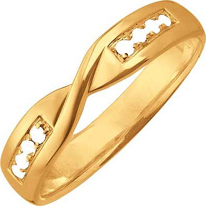 9ct Gold Diamond Set Twist Wedding Ring - 4mm