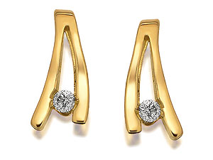 9ct Gold Diamond Set Wishbone Earrings 4mm -