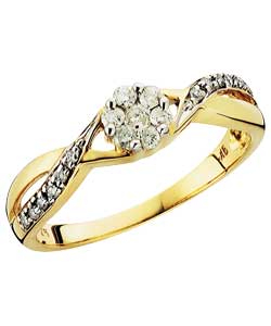 9ct Gold Diamond Solitaire Look Ring