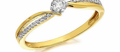 9ct Gold Diamond Split Band Crossover Ring