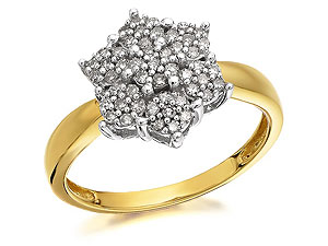 9ct Gold Diamond Star Cluster Ring 0.25ct -