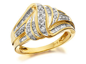 9ct Gold Diamond Swirl Cluster Ring 0.5ct -