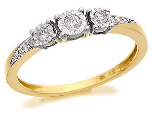 9ct Gold Diamond Trilogy Ring 15pts - 045921