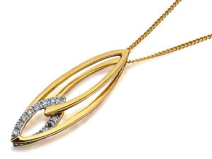 9ct Gold Diamond Triple Marquise Pendant And