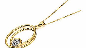9ct Gold Diamond Triple Oval Pendant And Chain -
