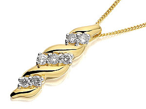 9ct Gold Diamond Triple Twist Pendant And Chain