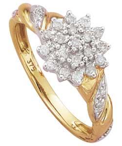9ct gold Diamond Twist Ring - Size Medium (N)
