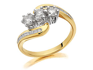 9ct Gold Diamond Twist Trilogy Ring 0.5ct -