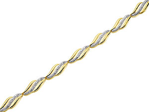 9ct Gold Diamond Wavy Bracelet - 045693