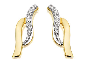 9ct Gold Diamond Wavy Earrings - 049662
