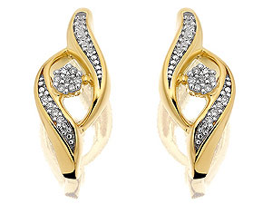 9ct Gold Diamond Wavy Stud Earrings 8pts per