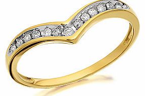 9ct Gold Diamond Wishbone Ring 10pts - 048070