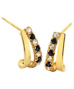 9ct gold Double Bar Sapphire Studs