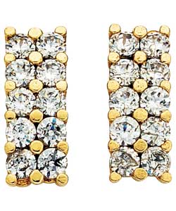 9ct gold Double Row Cubic Zirconia Earrings