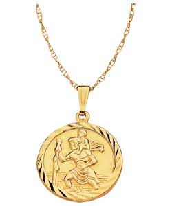 9ct Gold Double Sided Rope Edged St. Christopher