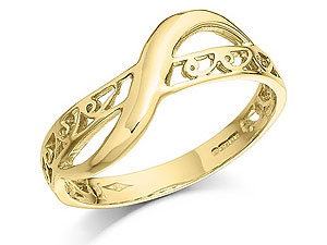 9ct Gold Double Swirl Crossover Ring - 182137