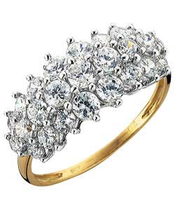 9ct gold Elongated Cluster Ring - Size Medium (N)