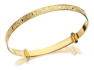 9ct Gold Embossed Expanding Baby Bangle 37mm -