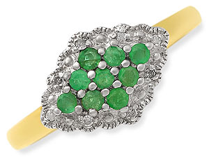 9ct gold Emerald and Diamond Cluster Ring 047604-L
