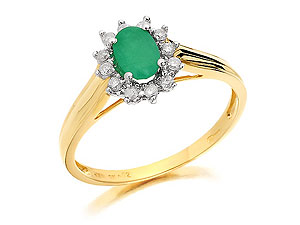 9ct gold Emerald and Diamond Cluster Ring 047606-L