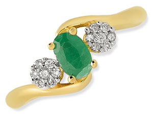 9ct gold Emerald and Diamond Crossover Ring 047504-P