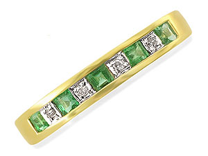 9ct gold Emerald and Diamond Half Eternity Ring 048221-J