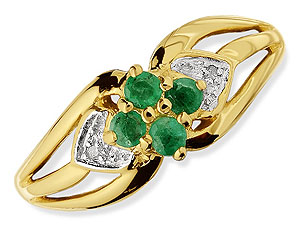 9ct gold Emerald and Diamond Heart Ring 047610-R