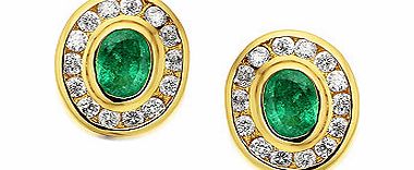 9ct Gold Emerald And Diamond Oval Cluster