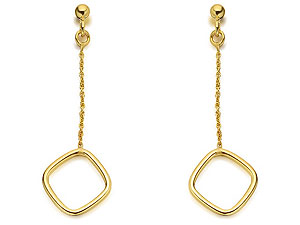 9ct Gold Enchained Square Drop Earrings - 071448