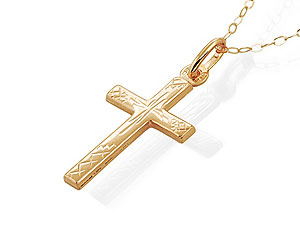 9ct gold Engraved Cross and Chain 186866
