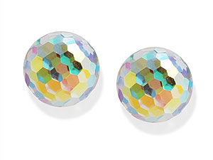 9ct gold Facetted Crystal Ball Stud Earrings
