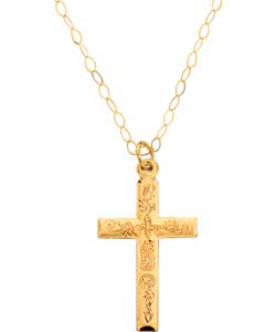 9ct Gold Fancy Patterned Cross Pendant