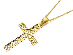 9ct Gold Filigree Cross And Chain - 186621