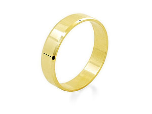 9ct Gold Flat Chamfered Edge Brides Wedding Ring