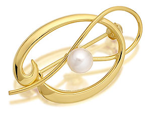 9ct Gold Freshwater Cultured Pearl Brooch - 079282