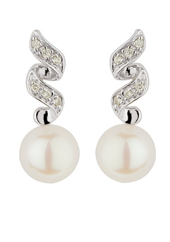 9ct gold Freshwater Pearl and Diamond Drop