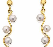 9ct Gold Freshwater Pearl Drop Earrings 22mm
