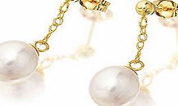 9ct Gold Freshwater Pearl Drop Earrings 23mm