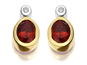 9ct gold Garnet and Diamond Birthstone Earrings