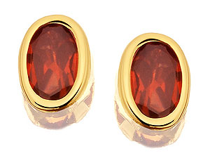 9ct Gold Garnet Earrings 6mm - 070451