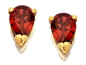 9ct Gold Garnet Teardrop Earrings 7mm - 070417