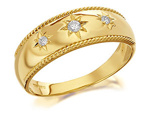 9ct Gold Gentlemans Diamond Beaded Ring 12pts -