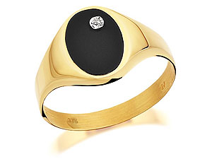 Gentlemans Diamond Set Onyx Signet Ring