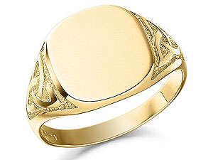 9ct Gold Gents Celtic Shoulder Signet Ring -