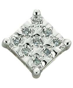 9ct gold Gents Diamond Set Square Stud Earring