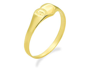 9ct gold Girls Engraved Heart Signet Ring 182588-B