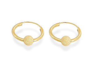 9ct gold Glitter Ball and Hoop Earrings 072219