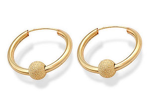 9ct Gold Glitter Ball Hoop Earrings 22mm - 072129